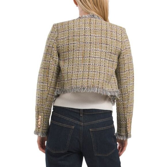 Walter Baker Women's Large Houndstooth Jacket with Fringed Collar - New With Tag - Picture 2 of 6